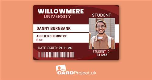 University Student ID Card Bold Maroon Stripe